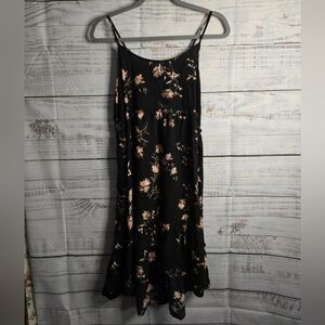 Xhilaration Black Floral Spaghetti Strap Mini Dress Women Size Medium